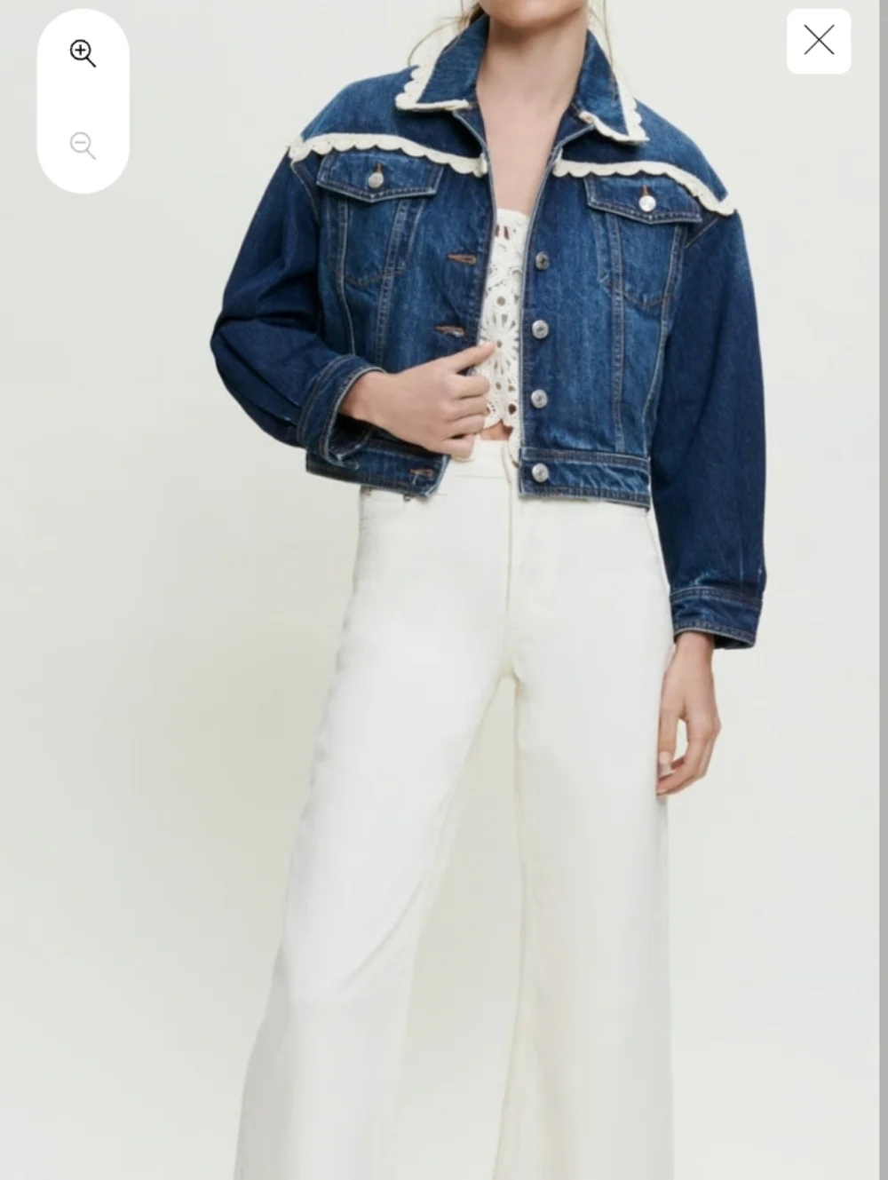 Maje Denim Jacket With Crochet Hook Finishes Size 40 US Sz Large - Picture 2 of 16